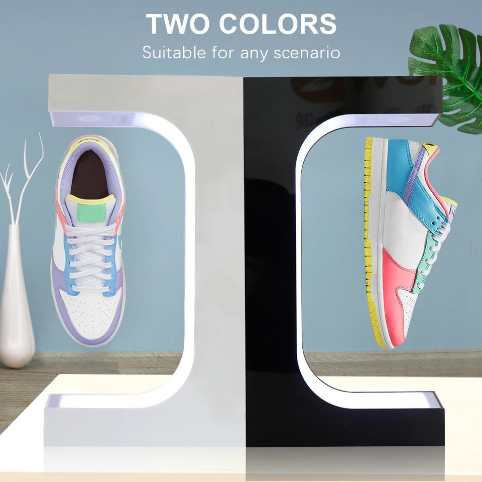 LED Floating Shoe Rack 360 Degree Auto Rotate Display Stand Shoes Shop Sample Showcase Shoes Rack Sneaker Storage