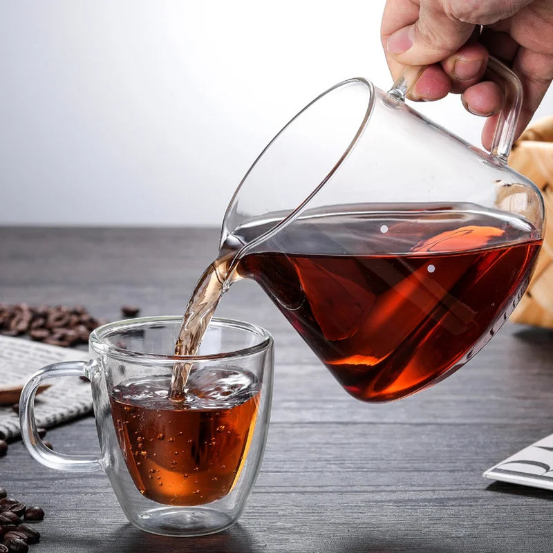 300ml/400ml/500ml/650 Coffee Pot High Temperature Resistant Glass Sharp-mouthed Hand Punch Sharing Pot Household Drip Coffee Pot