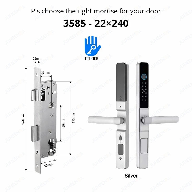 TTLock APP Waterproof Fingerprint Password Smart Lock For Outdoor Pull Push Sliding Aluminum Door 2885/ 3585/ 4585 /6085 Mortise