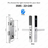 TTLock APP Waterproof Fingerprint Password Smart Lock For Outdoor Pull Push Sliding Aluminum Door 2885/ 3585/ 4585 /6085 Mortise