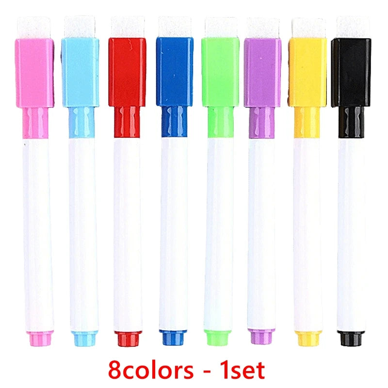 100/5Pcs Dry Erase Whiteboard Markers Set, Washable Pens with Magnetic Eraser for Office Whiteboards & Art Supplies