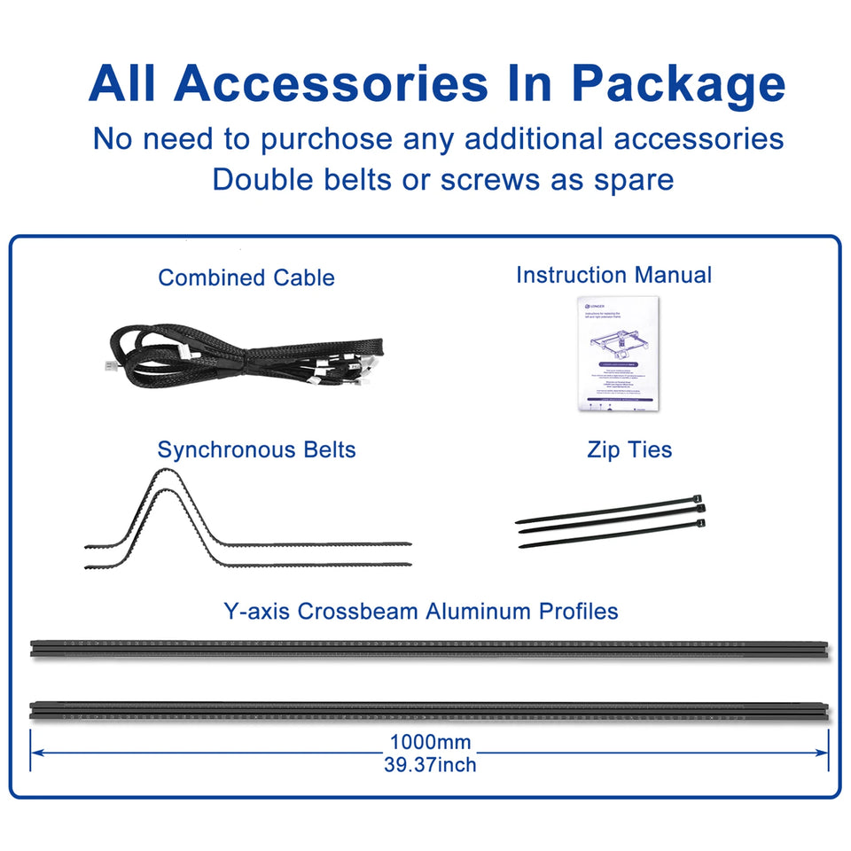LONGER Extension Kit for Longer Laser Engraver Y-axis Expansion Kit Suitablr for RAY5 5W/10W/20W Laser Cutter and Engraver