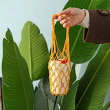 1 Hand Woven Mesh Bag,water Cup,portable Beverage and Coffee Bag,reusablehandheld Kettle Bag, Beverage Bag, Decorative Mesh Bag