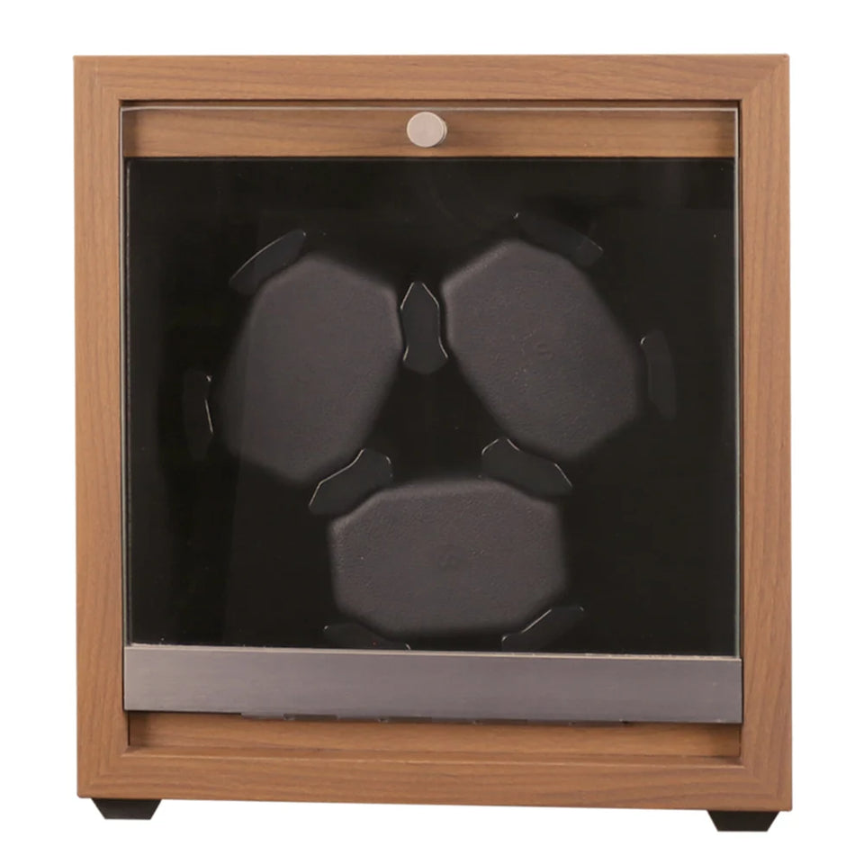 Watch Winder for Automatic Watches Box Storage 3 Slots Mechanical Watch Case Black Walnut Wood Safe Display Box LED Light