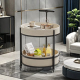 2025 New Light Luxury Sofa Side Table Movable Hotel Room Saddle Leather Trolley Home Bedroom Storage Bedside Small Coffee Table