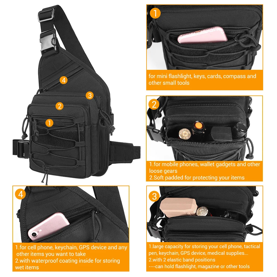 Concealed Carry Bag Tactical Crossbody Sling Backpack Shoulder Gun Holster Bag Chest Pack EDC Pouch Pistol Holster Bag Hunting