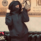 2025 Men Balaclava Y2K Gothic Harajuku Winter New Item Double Hooded Sweatshirt Autumn Men's Hooded Mask Zipper Sportswear Women