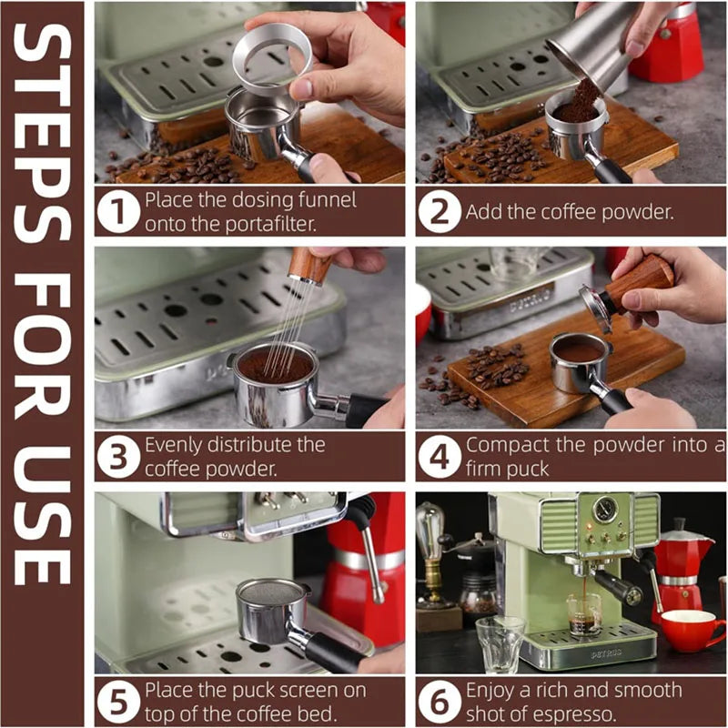 51/53/58mm Espresso Tamper Set 3pcs WDT Tool Espresso Dosing Funnel Puck Screen Coffee Stirrer Distribution Tool Coffeware Sets