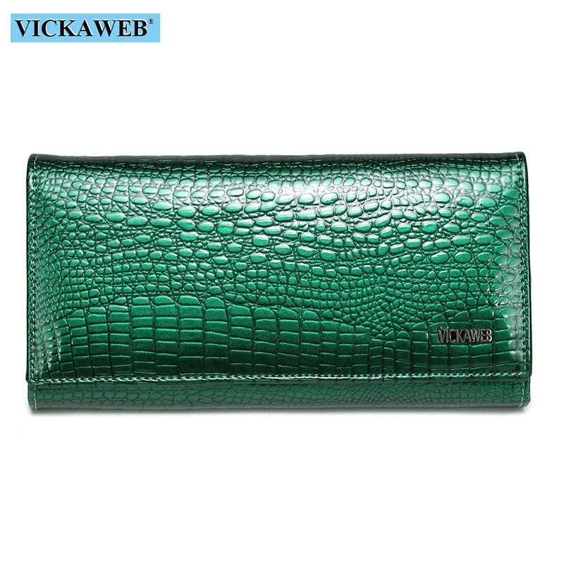 New Women Magnetic Hasp Wallet Genuine Leather Coin Purse Ladies Long Fashion Female Card Hold Money Bag AE501-1