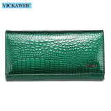 New Women Magnetic Hasp Wallet Genuine Leather Coin Purse Ladies Long Fashion Female Card Hold Money Bag AE501-1