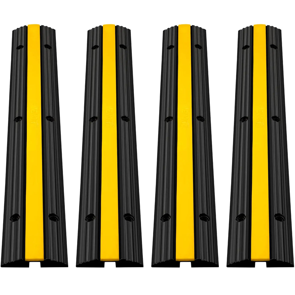 SucceBuy Modular Rubber Speed Bump 1 Channel Driveway Cable Protector Ramp Wire Cover Cord Guard for Parking Lot Warehouses Use