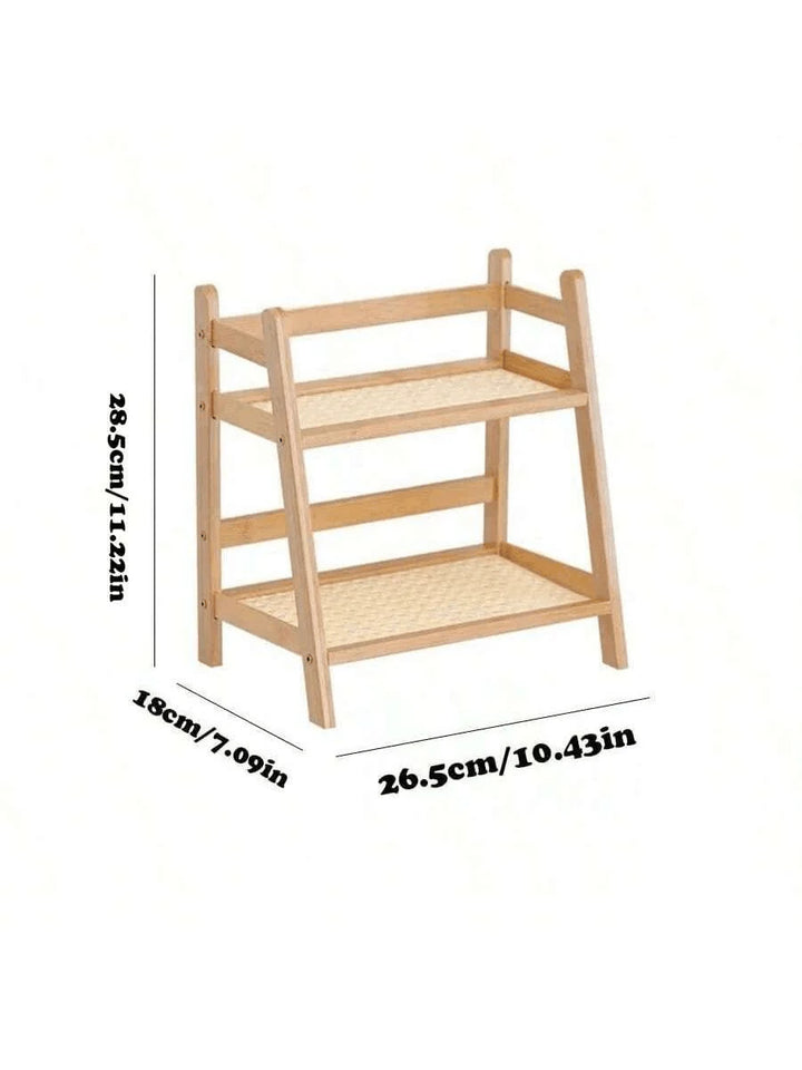 Countertop Organizer 2 Layer Coffee Cup Holder Multipurpose Bamboo Storage Shelf for Hotel Apartment Dressing Table Kitchen Home