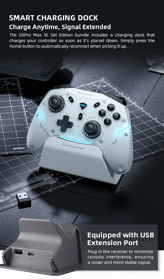 MACHENIKE G5Pro Max SE Gaming Controller With Charging Dock Optional Hall Effect Joysticks Triggers RGB Light Wireless Gamepad