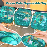 Blue Ocean Cube Stress Balls Squishy Squeeze Toy Maltose Cube Slow Rise Sensory Anti-stress Toy for Adults Anxiety Relief Gift