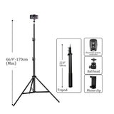 200/170/150/55cm Selfie Tripods Aluminum Light Stand For Phone Stand Mount Digital Camera Tripod With Clip Bluetooth Controller