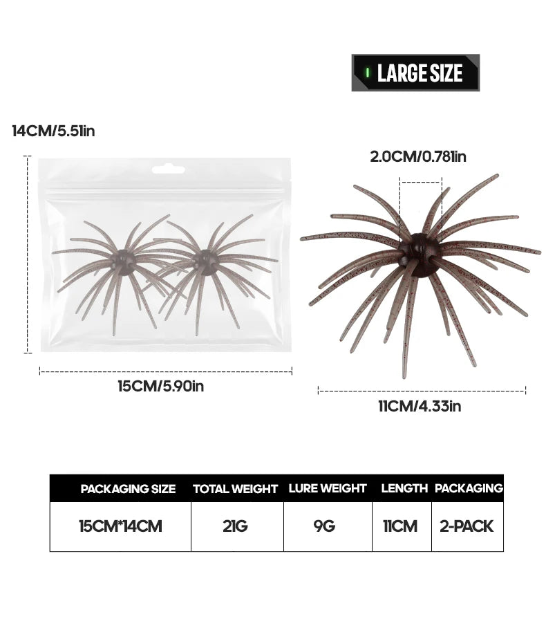 TAIYU 2-Pack Floating Sea Urchin Soft Lures, Bionic Soft Baits, TPE Material Fishing Lures for Saltwater Fishing, Commercial Pon