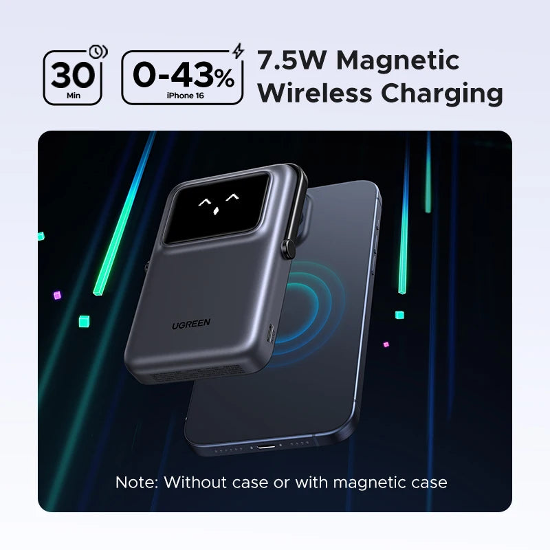 UGREEN 20W 10000mAh Power Bank Magnetic Wireless Fast Charging PowerBank for MagSafe for iPhone 16 Pro Portable External Battery