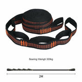 Correias De Poliéster Reforçado Para Acampamento AO Ar Livre Black Hammock Straps 5 Ring Alta Carga-rolamento Farpado 2pcs