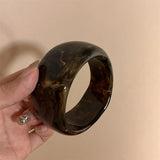 Vintage Wide Geometric Resin Beige Brown Coffee Bangles Irregular Chunky Bracelets Bangle Jewelry Gift for Women Girls