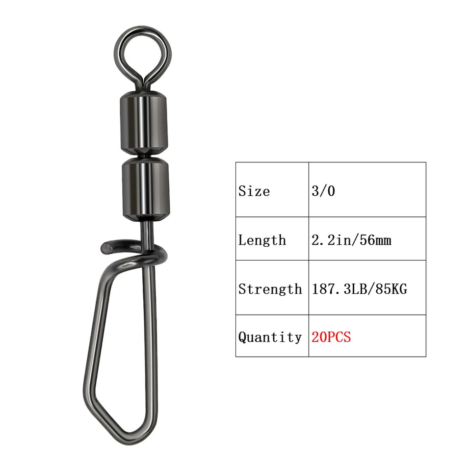 Goture 30pcs/lot Fishing Swivels High Speed Double Rolling Swivels Flexible Rotation Stainless Steel Swivel Fishing accessories