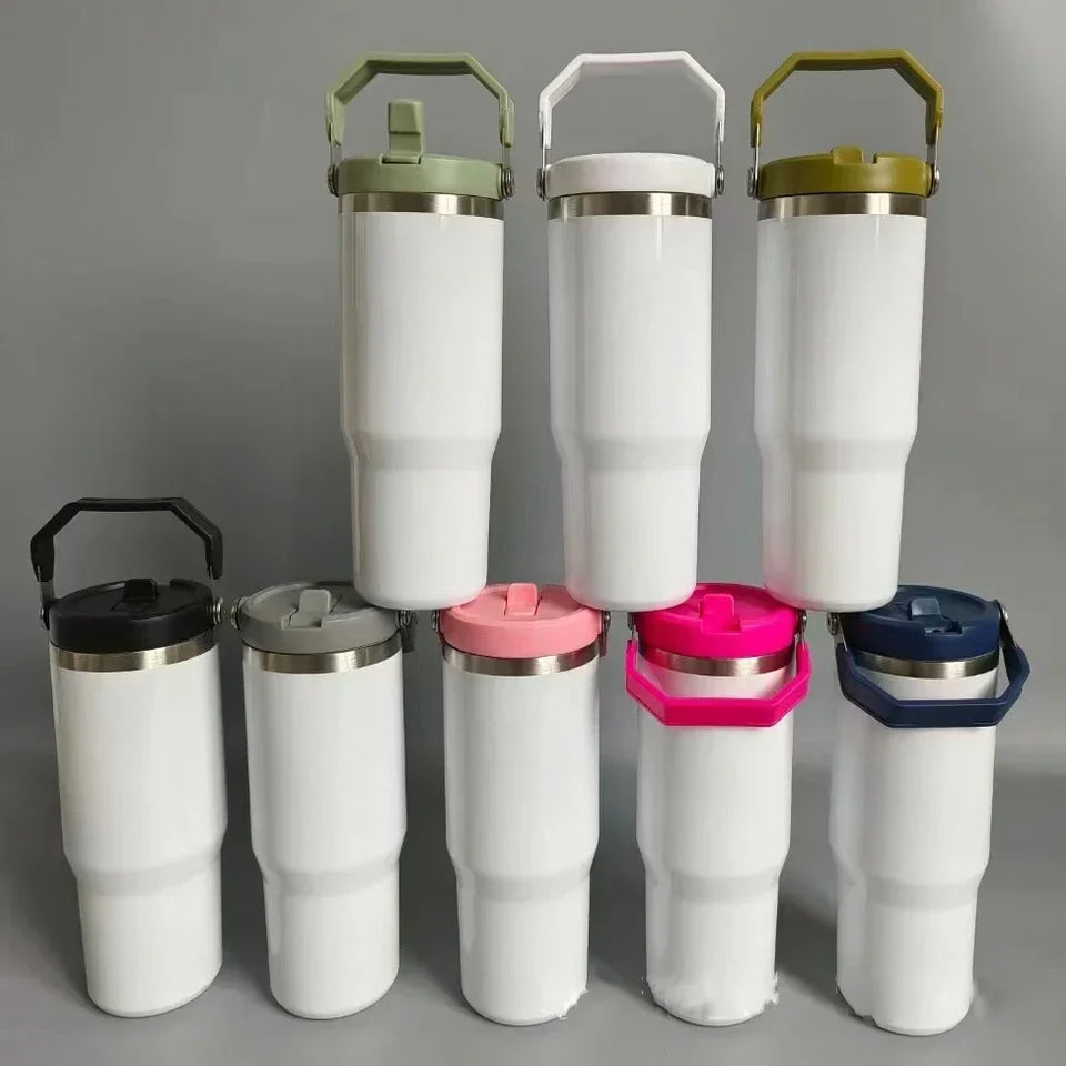 30OZ Sublimation Blank Tumbler Double Wall Stainless Steel Car Cup Coffee Mug Sublimation Water Bottle Vacuum Thermos Bottle