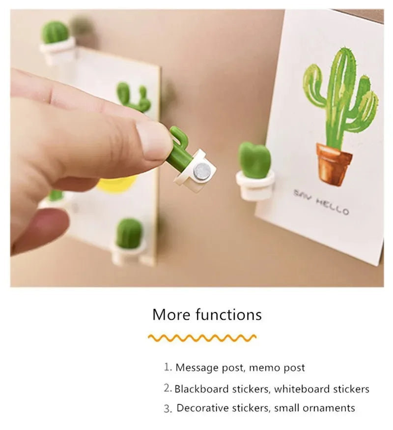 6Pcs/Set 3D Cute Succulent Plant Magnet Message Sticker for Kitchen Refrigerator Magnet Button Cactus decoration accessories