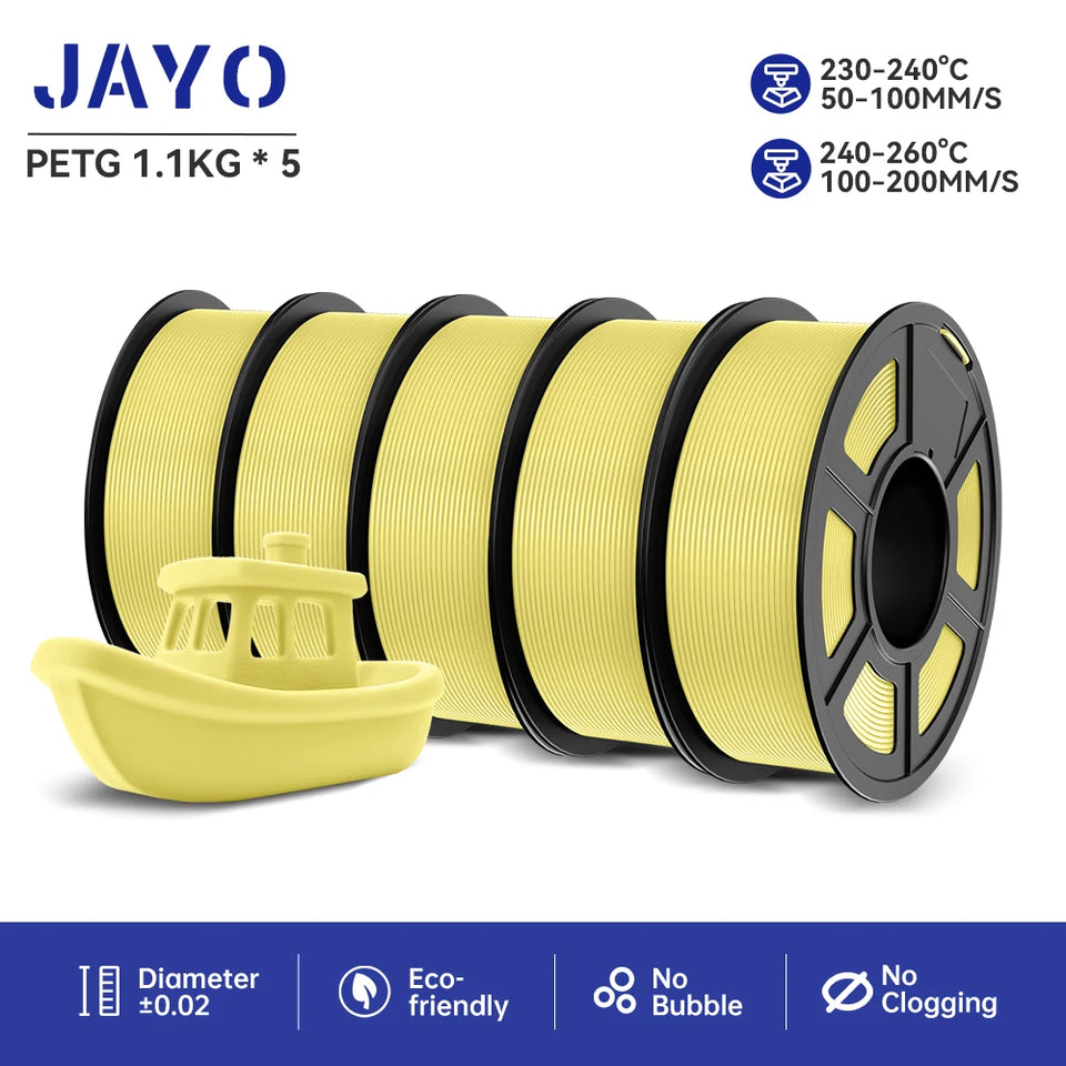 JAYO filaments petg 5Rolls Mixed colors 3D Printer Filament 1.75mm 100% No Bubble FDM 3D Printer Materials DIY Gift 1.1KG/1rolls