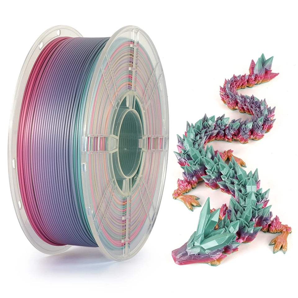 KINGROON Rainbow Silk PLA Filament 1.75mm 1KG Multicolor Gradient 3D Printer Materials Color Change Smooth Silky PLA Plastic New