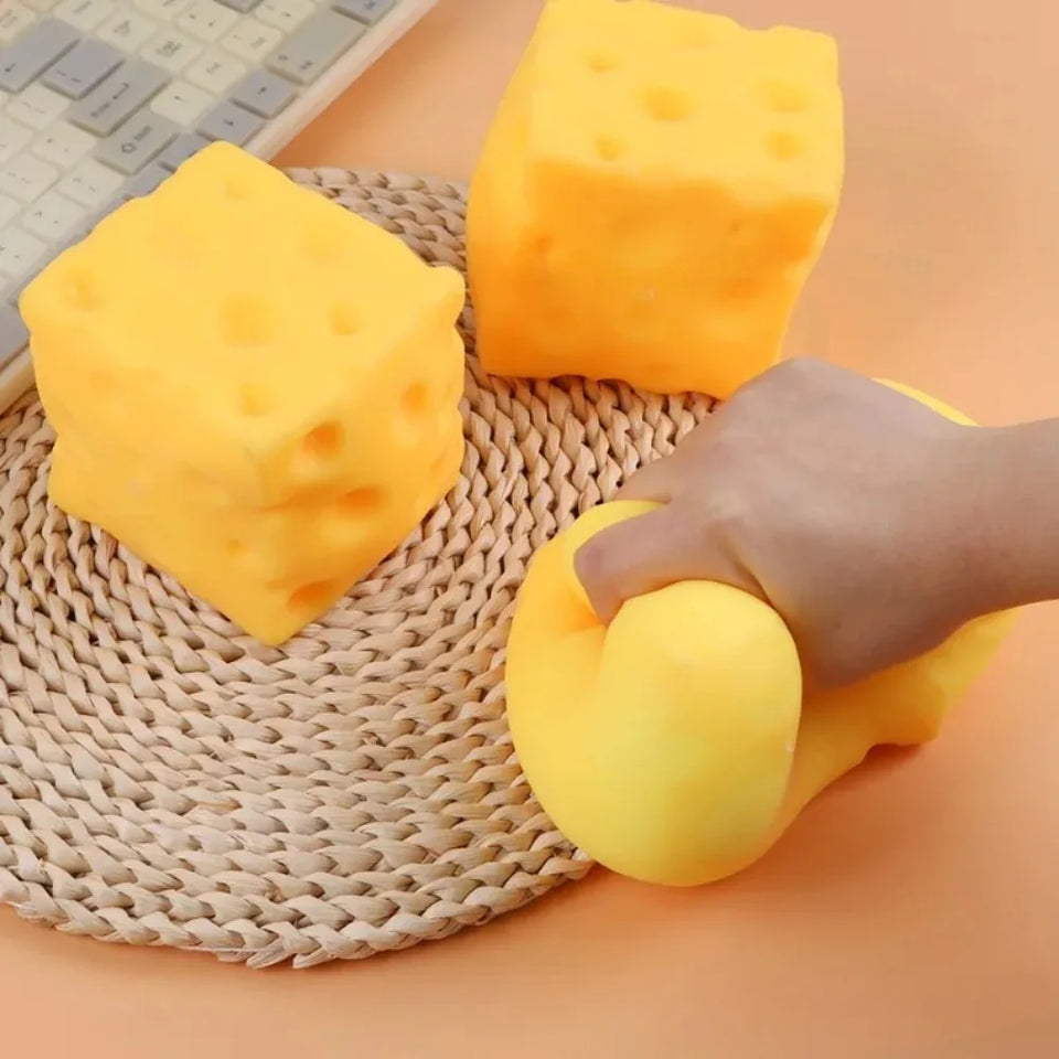 Giant Cube Cheese Squishy Toy Soft Stress Relief Slow Rising Sensory Fidget Toys for Kids and Adults Relaxing Gifts Office Home