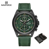 Original NAVIFORCE Business Luxury Leather Strap Men Watches Sports Chronograph Watch for Man 3ATM Waterproof Quartz Wristwatch