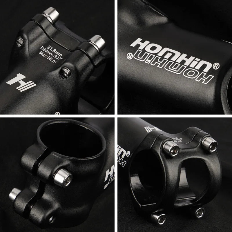 Homehin Adjustable Bicycle Handlebar Stem Ultralight 7/17 Degrees Bike Stems 31.8*45-120mm Positive Negative Vertical Handle