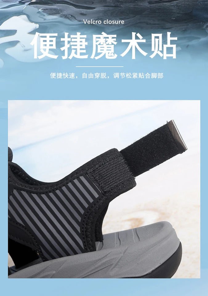 Summer Men's Sandals Beach Shoes Handmade Breathable Design Wading Casual Beach Shoes Lightweight Soft Bottom Outdoor Sandals