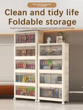 Collapsible Sturdy Storage Cabinet with Drawers and Wheels - Roomy Multi-purpose PP Organizer - Durable Storage Shelf
