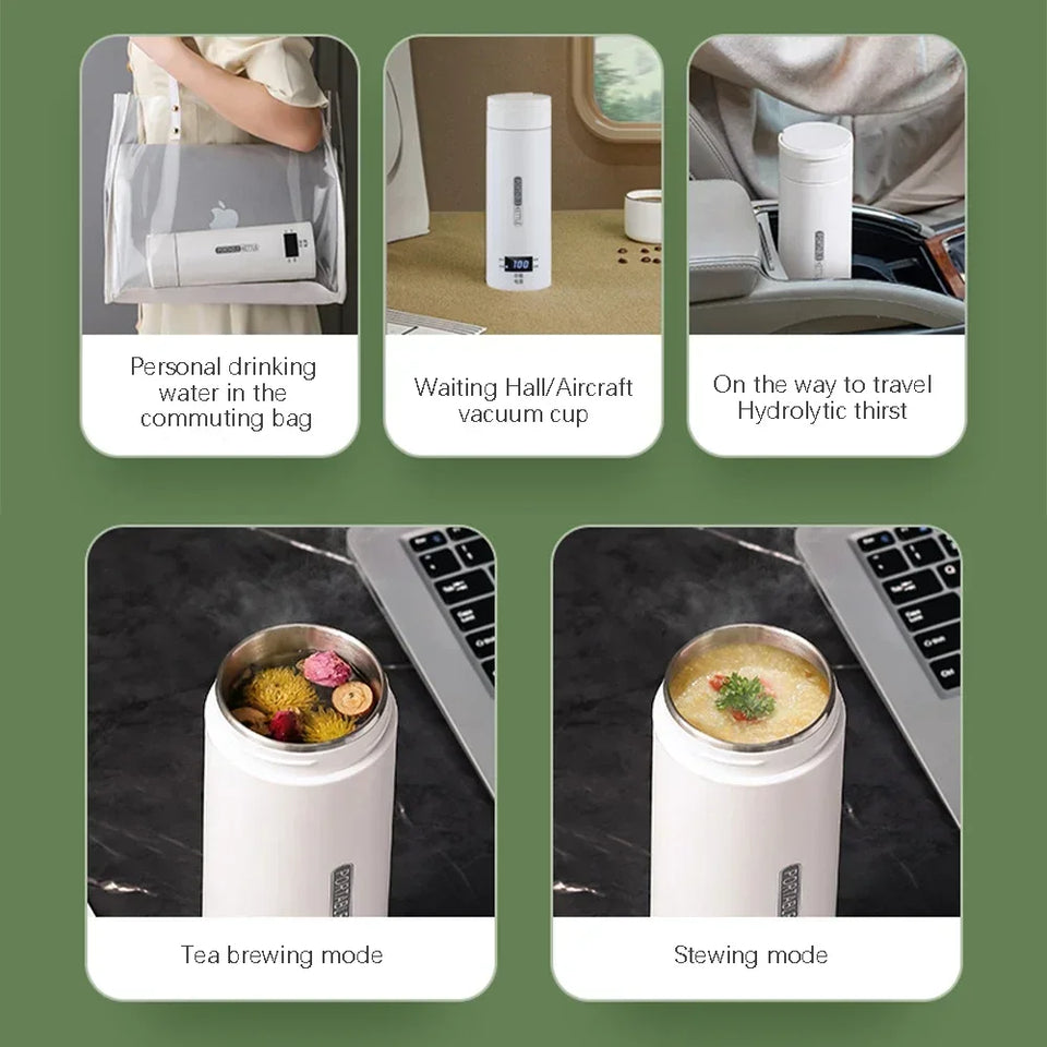 Portable Electric Kettles Tea Coffee Kettle Mini Travel Boil Water Stewable Keep Warm Appliances Thermo Anti-Scald Bottle