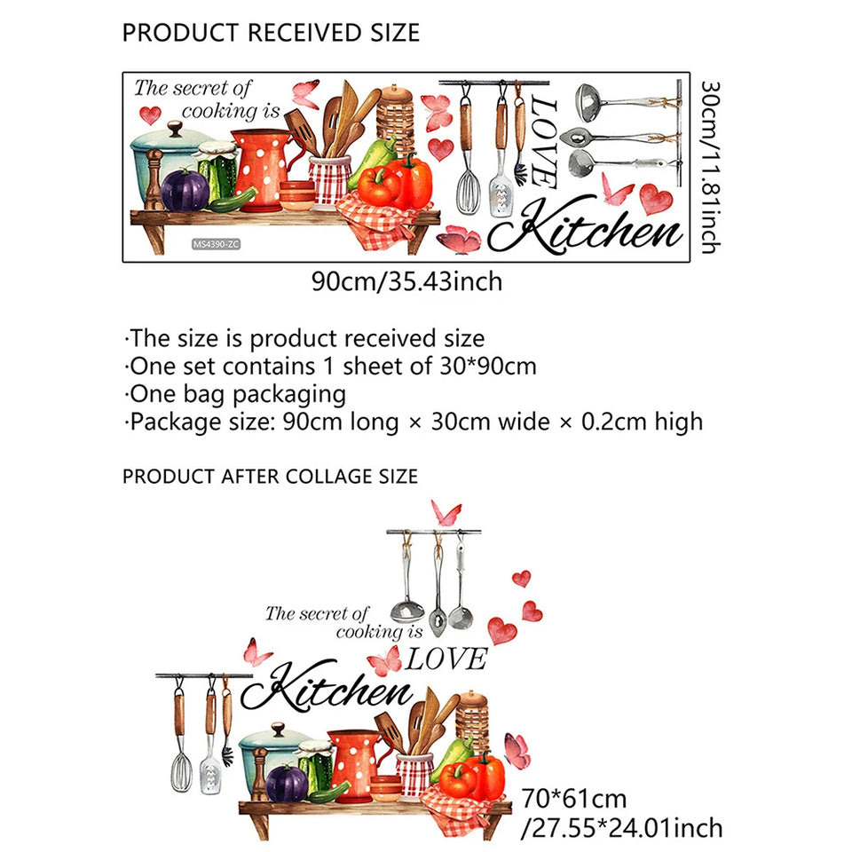 Restaurant Title Kitchen Wall Stickers Fun Design Cook Utensils Home Decoration Restaurant Description Features
