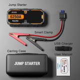 Car 6250A Portable 12V  Jump Starter Power Bank 12V Auto Battery Charger Booster Starting Device For 10.0L GAS/6.5L DIESEL