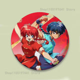 COOL Ranma 1 2 Reflective Pin Tinplate Round Brooch Cartoon Cosplay Badges for Bag Hat Toys Gifts
