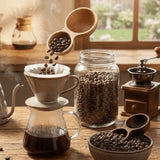 Dual-Headed Wooden Coffee Spoon Short Handle Serving Cutlery Measuring Spoon Wear-resistant Rust-proof Coffee Bean Spoon