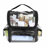 Makeup Brush Holder Backpack Makeup Artist Travel Case Clear Waterproof Cosmetic Organizer Bag with Adjustable Strap and Divider