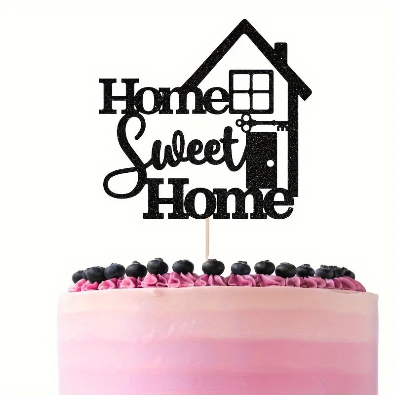 1 Pack A Home Sweet Home Cake Topper, Welcoming Home Cake Decoration,Family Warmth/New Home/Welcome /Retirement Party Decoration