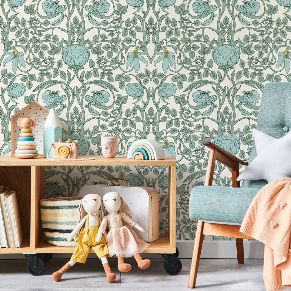 Pastel Art Nouveau Wallpaper,Peel and Stick Wallpaper For Home Decoration / Wall Art Wall Decor,Or Tradition Un-paste Wal Mural
