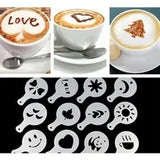 1pc Stainless Steel Chocolate Shaker Cocoa Flour Coffee Sifter Or 16Pcs Coffee Stencils Template Strew Pad Duster Spray Tools