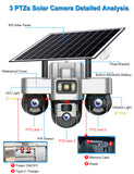 V380 Pro Solar Camera 3 Lens WiFi Security Cameras Outdoor Smart Home Solaire Power PTZ IP 15MP Night Vision CCTV Surveillance