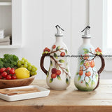 Hand-Painted Ceramic Seasoning Bottle Bird Flower Fruit Soy Sauce Vinegar Oil Bottle Coffee Table Wine Cabinet Decoration