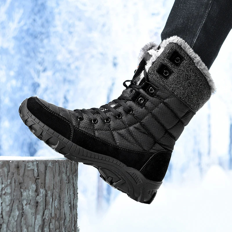 New Winter Waterproof High Top Men Boots Plush Warm Snow Boots Men Sneakers Ankle Boots Outdoor Men's Desert Boots Botas Hombre