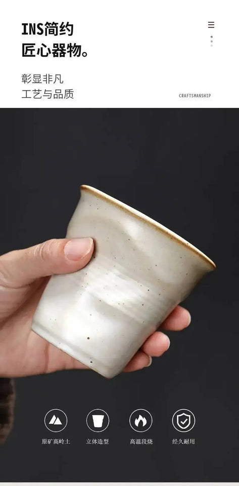 Coarse Pottery Coffee Cup   Hand Kneaded Pleated Cup Ceramic Latte Cup Espresso Cup Afternoon Tea Cup Vintage Cup
