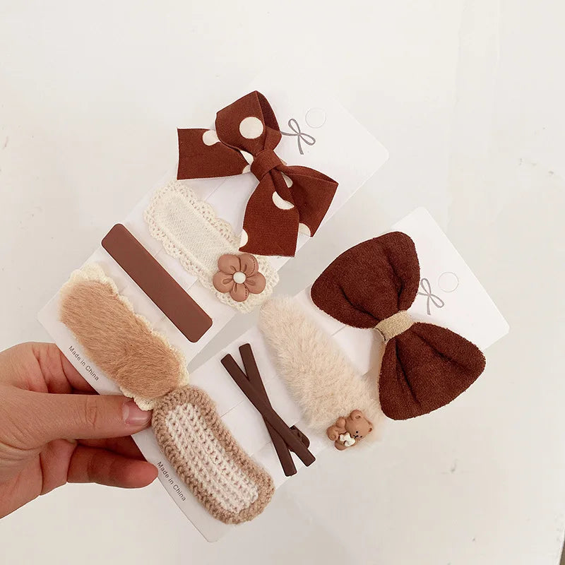 Coffee Warm Color Cute Cartoon Princess Hairpins Children Girls Kid Hair Clips Barrettes Accessories Hairclip Headwear Headdress