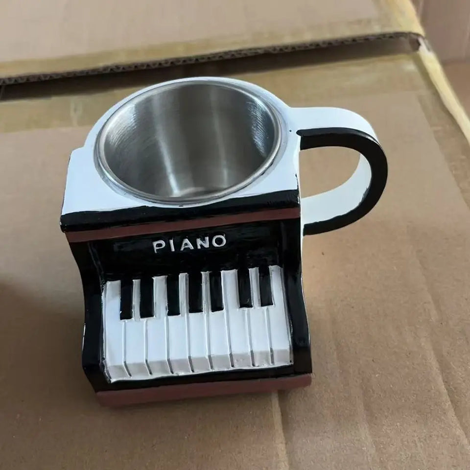 Stainless Steel Musical Instrument Coffee Mug Ornament Durable Guitar Style Water Cup Easy To Clean Comfortable Handle