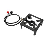 Portable Double Burner Outdoor Gas Stove Propane Cooker with Adjustable 0-10Psi Regulator Hose for Patio Camping, BBQ, Home