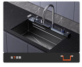 304 Stainless Steel Kitchen Sink, Large Single Sink, Thickened Whale Relief, Digital Display, Washbasin, Washbasin